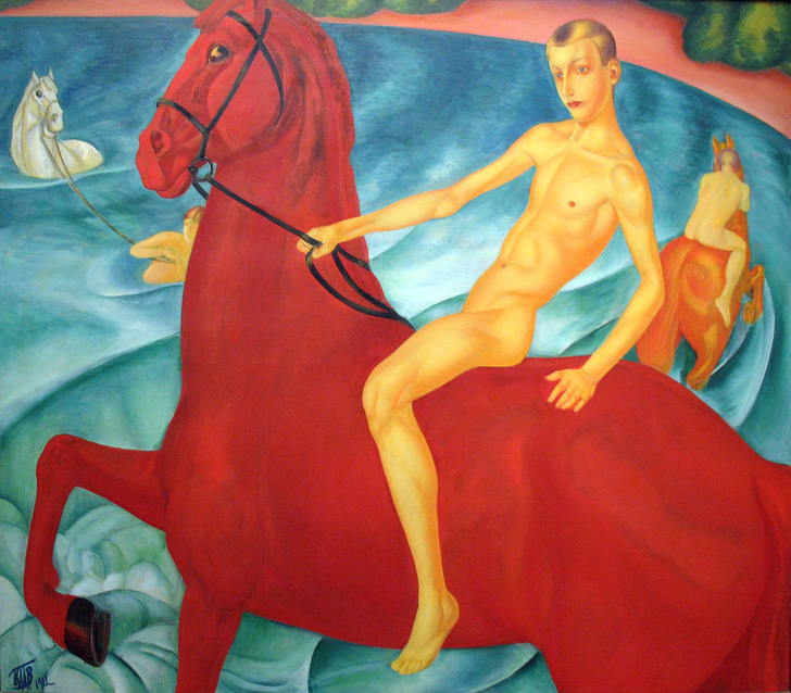 Богемная троица: 9 любопытных фактов о картине «Купание красного коня»