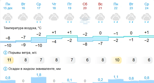Вместо резкого похолодания 24 декабря Gismeteo обещает оттепель | Источник: Gismeteo