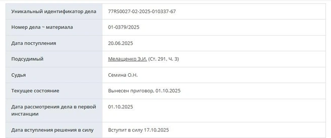 Приговор по делу вступит в силу 17 октября 2025 года | Источник: mos-gorsud.ru