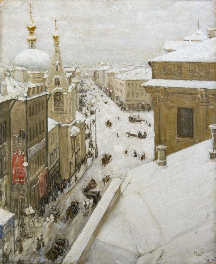 Игорь Грабарь. «Улица Москвы». Конец XIX — начало XX века. Омский областной музей изобразительных искусств им. М. А. Врубеля | Источник: пресс-служба выставки