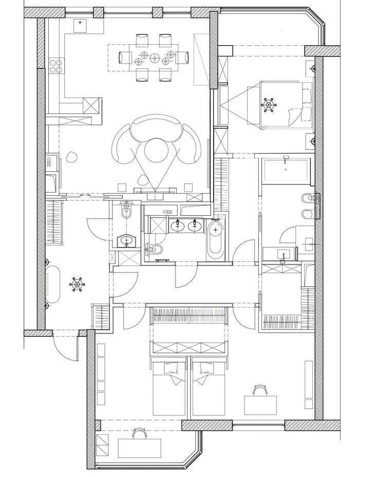 Квартира 145 м² в стиле современная классика