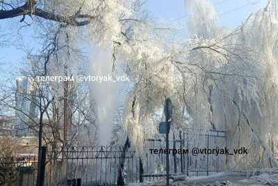 Burst pipe in Vladivostok creates an icy winter scene
