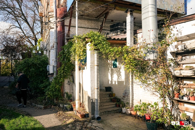 Вход в дом со двора. У входа стоит коллекция кактусов соседа наших героев | Источник: Дарья Паращенко / 93.RU