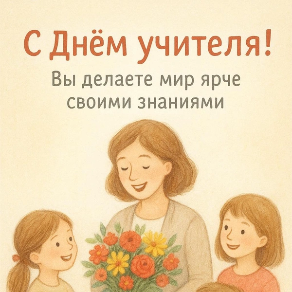 Открытка ко Дню учителя, поздравление ко дню учителя, поздравление ко дню учителя от класса, красивое поздравление ко дню учителя, оригинальное поздравление ко дню учителя, Какого числа День учителя, открытки ко дню учителя, поздравление с днем учителя | Источник: chatGPT