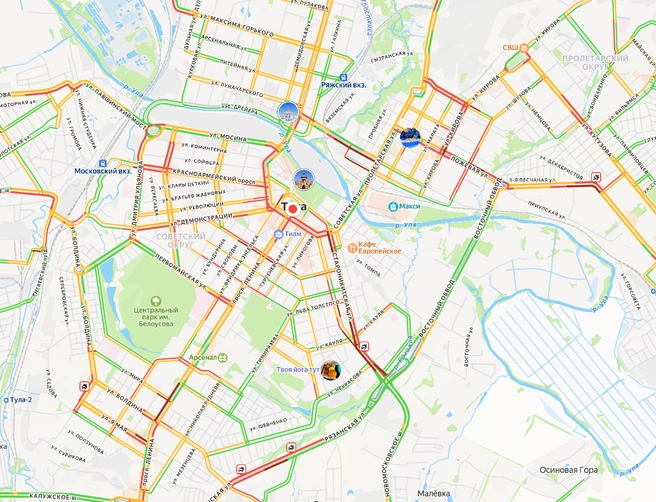 Дорожная ситуация в городе на 17:45 | Источник: yandex.ru/maps