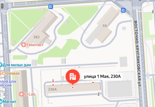 Благоустроят территорию перед зданием 1 Мая, 230А | Источник: yandex.ru/maps