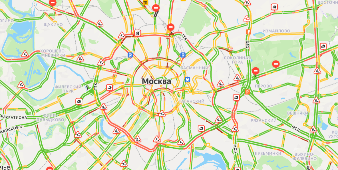 Москву сковали пробки 7 баллов — какая сейчас обстановка на дорогах