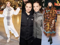 Зудина с внучкой, Хоркина с сыном и сестры Аверины открыли ГУМ-каток