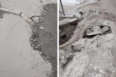 Казанский тротуар отремонтировали только с появлением ямы