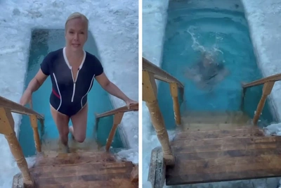 «Традиции продолжаю!»: Анна Терешкова на крещенских купаниях