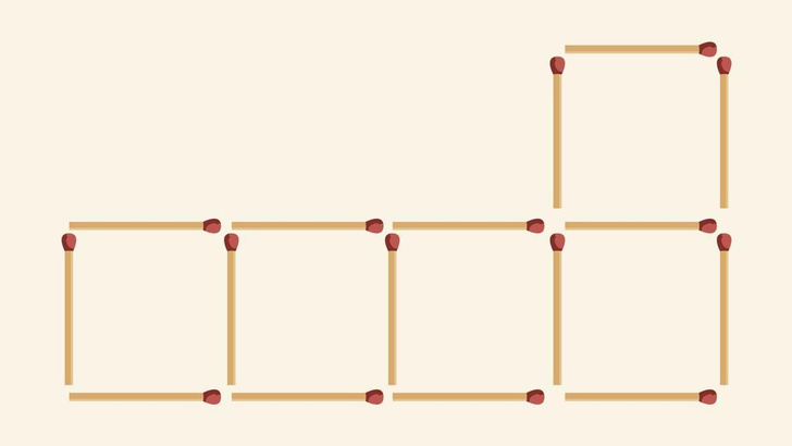 Задачка из детства: переместите 3 спички так, чтобы на рисунке осталось 4 квадрата