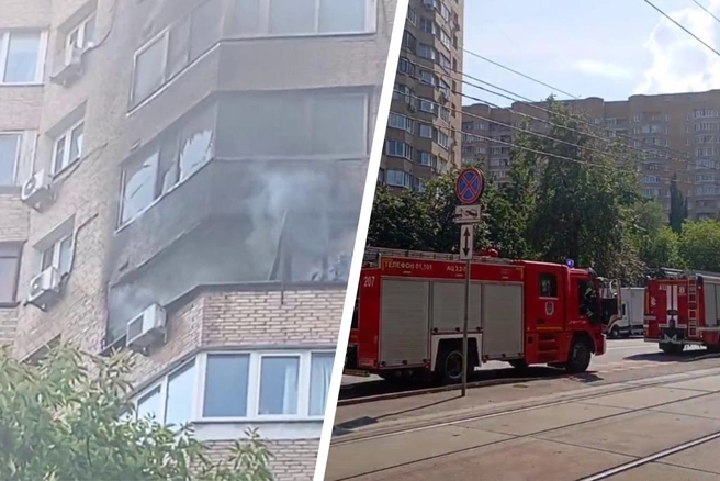 Пожар произошел в жилом доме на Загородном шоссе в Москве | Источник: Клим, читатель MSK1.RU