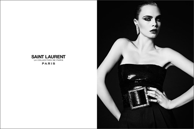 Кара Делевинь в кампании Saint Laurent