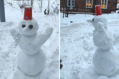 Спасенный трактористом снеговик стал достопримечательностью Оренбурга