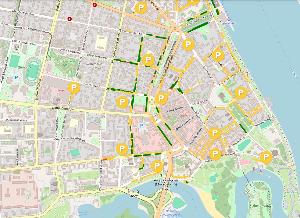 Зона платной парковки в Ярославле | Источник: «Япарковки» / yaparking.ru