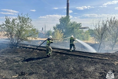 Пожарные Элисты потушили сухую траву