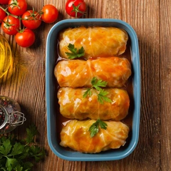 Постные голубцы с шампиньонами и рисом