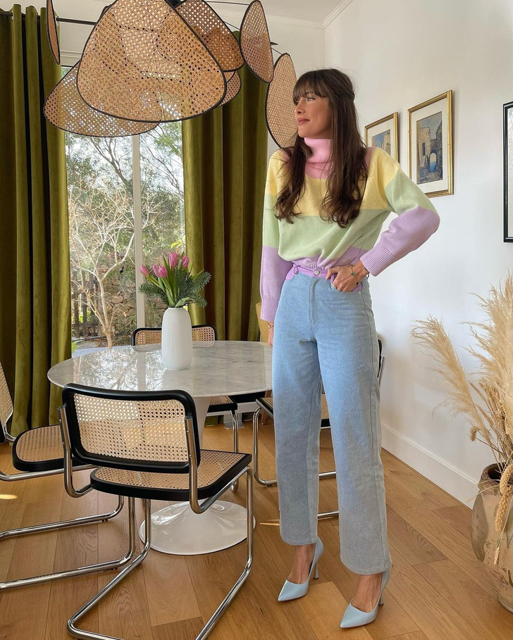 Тюльпановый сезон! Жюли Феррери показывает самый модный весенний образ с пастельными лодочками и mom-джинсами