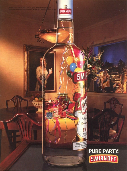 Реклама водки Smirnoff в журнале Playboy, январь 1994 г., США | Источник: Patti McConville