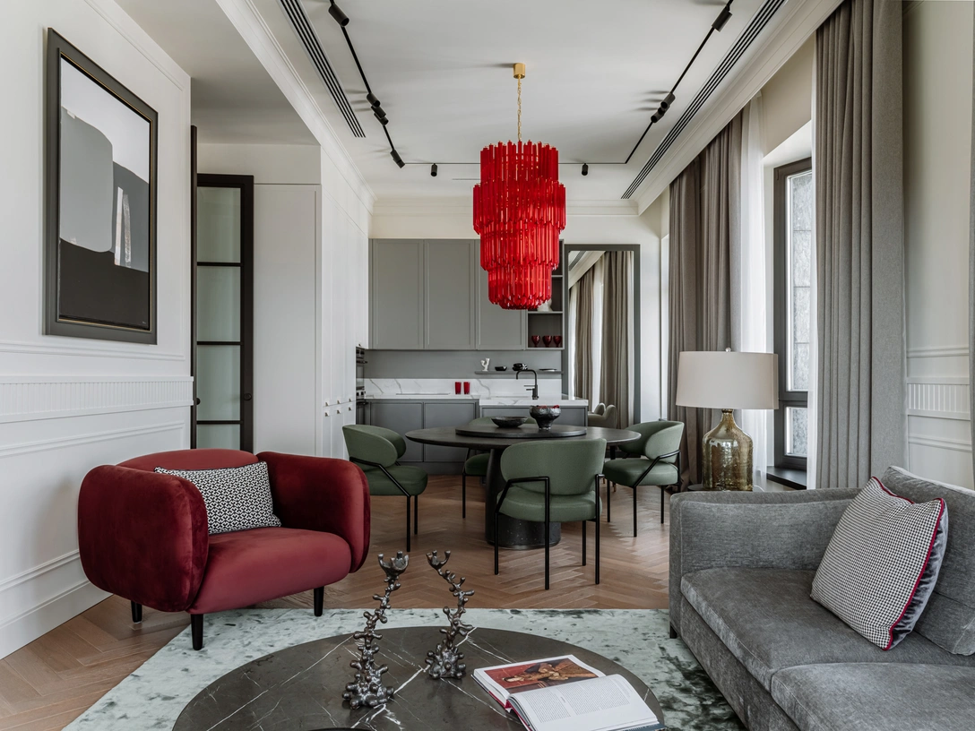 Гостиная. Диван, B&B Italia. Кресло, Eno studio. Журнальный стол, Meridiani. Ковер, Sitap. | Источник: Ольга Шангина-Лестерлен. Стиль: Елизавета Шешина