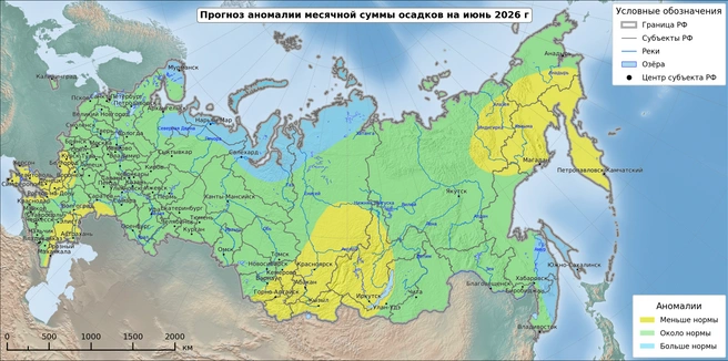Красноярск в зоне аномалии по осадкам | Источник: Гидрометцентр России