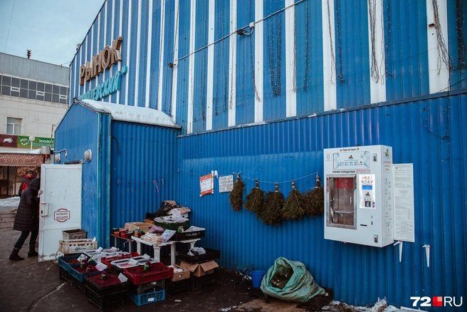 Гирлянда из банных веников, ягоды на развес и ценники, нарисованные вручную. Тут царила своя особая атмосфера | Источник: Ирина Шарова / 72.RU