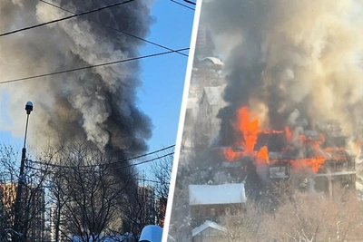 Пожар в Митинском лесу: черный дым накрыл район Москвы