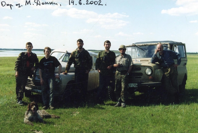 Орнитологи в Куртамышском районе. 2002 год. Игорь Бологов&nbsp;— первый слева | Источник: Из архива Игоря Бологова