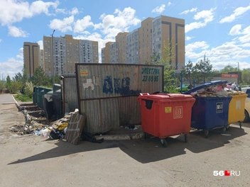 За цветными контейнерами приезжает другая машина | Источник: Владислав Митрошин / 56.RU