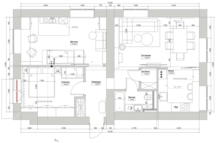 До и после: квартира 80 м² с зелеными акцентами на «Войковской»