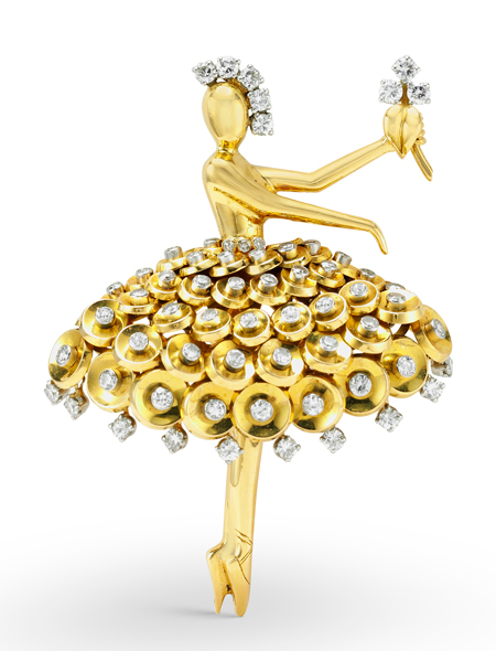 Брошь Paillettes Ballerina, 1953 год, ювелир Tony Falcone