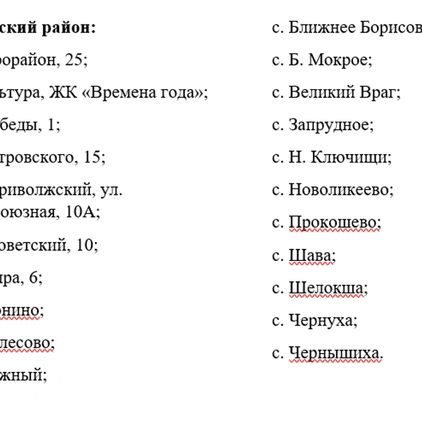 Список дворовых площадок, где в этом году зальют каток | Источник: администрация Нижнего Новгорода