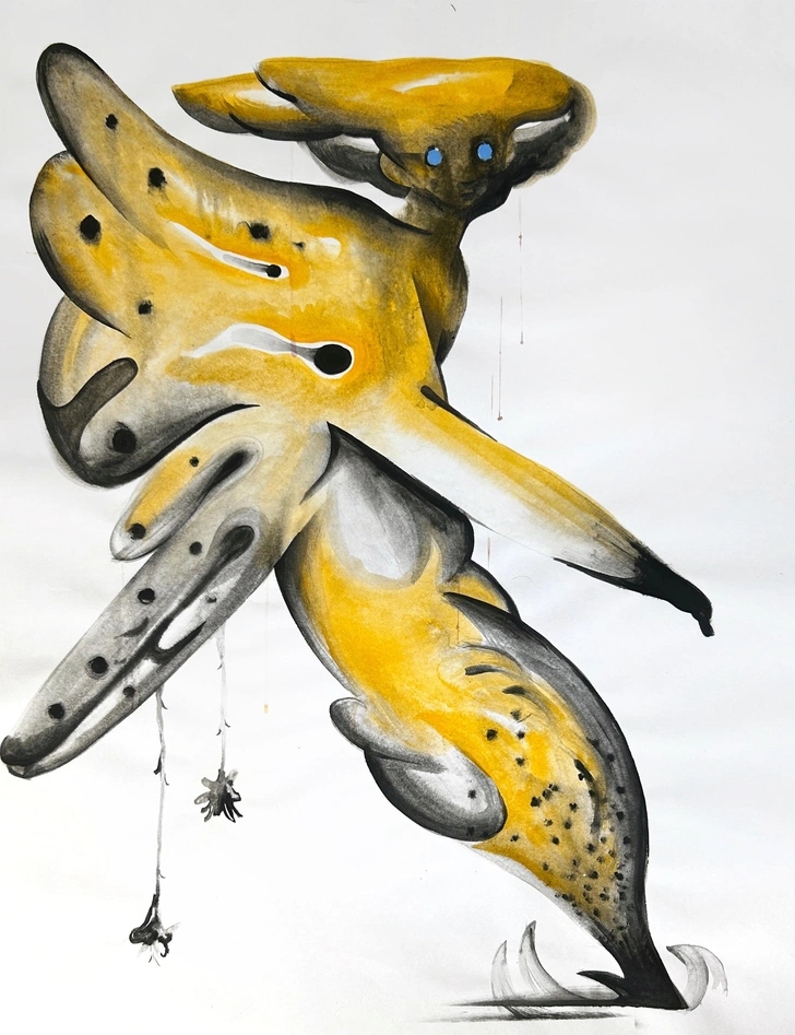 Дмитрий Филимонов. Flower Bird. Бумага, темпера, 100x77 см. Галерея «Небеса».