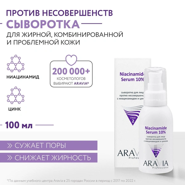 ARAVIA Сыворотка для лица против несовершенств с ниацинамидом и цинком Niacinamide Serum 10%