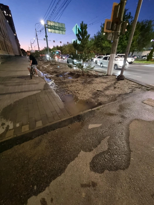 Работа поливочного водовода тоже вызывает у горожан вопросы | Источник: читатели V1.RU