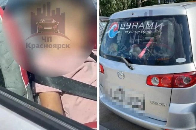 Посетители парка увидели девочку в жаркой машине на парковке | Источник: ЧП Красноярск / t.me