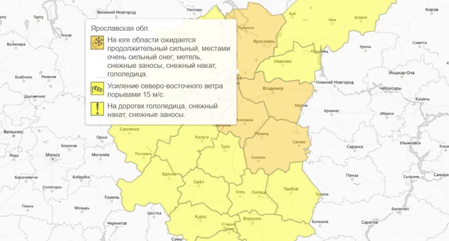 В Ярославской области ожидается сильный снегопад 9 января | Источник: Гидрометцентр России