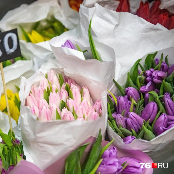 Стоимость тюльпанов начинается от 150-160 рублей | Источник: Кирилл Поверинов / 76.RU