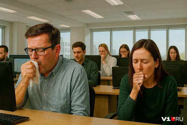 Переходящие по офису от коллеги к коллеге приступы кашля ярко свидетельствуют о нездоровой атмосфере в трудовом коллективе | Источник: Дмитрий Гладышев / V1.RU