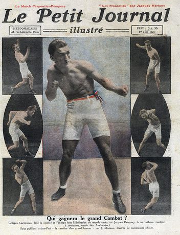 Портреты Карпантье на передовице французской газеты Le Petit Journal в июне 1921-го. На иллюстрациях боксер готовится к «матчу века»