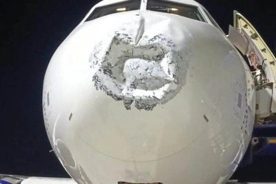 Молния повредила нос самолета IndiGo