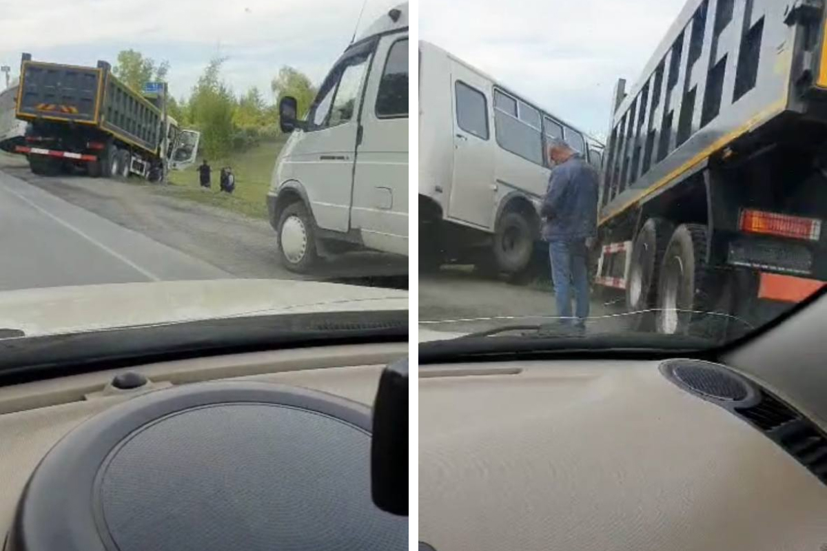 Грузовик столкнулся с автобусом на трассе в Новосибирской области в районе  Ложка - 5 июня 2024 - НГС.ру