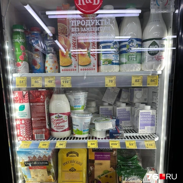 В холодильнике&nbsp;— привычные молочные продукты и сыр | Источник: Ксения Ткаченко / 76.RU
