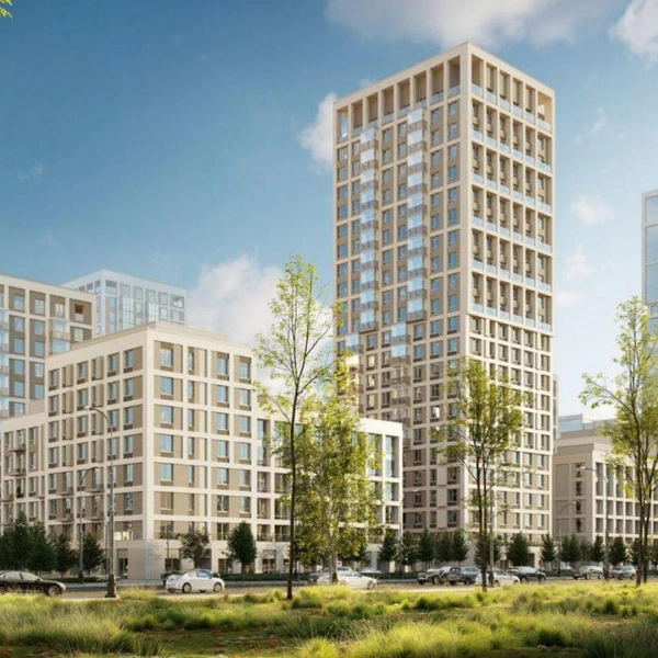 С двух сторон от 23-этажной башни будут симметрично расположены офисные секции | Источник: ГК «Брусника»