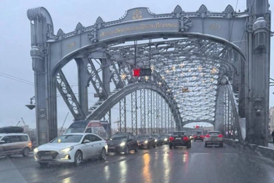 Bolshoochtinsky Bridge Closed from City Center