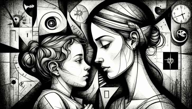 Стилизация под черно-белый графический кубизм | Источник: Шедеврум