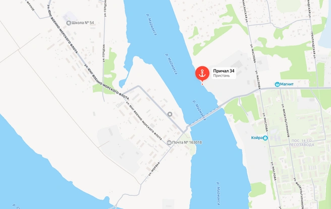 Причал на карте города | Источник: Yandex.ru / maps