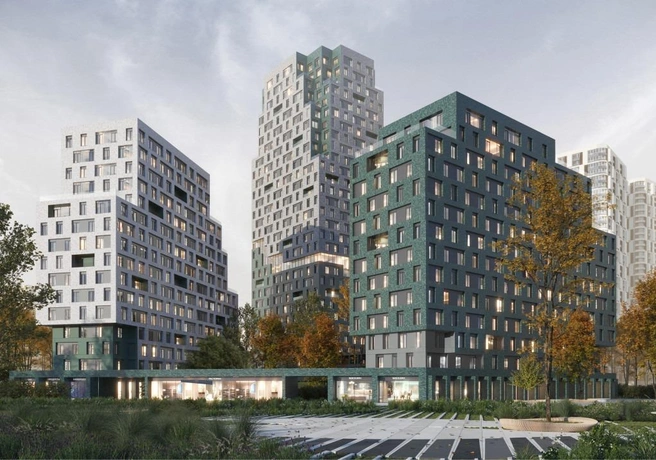 STONE Rise — это три разноуровневых жилых корпуса высотой всего 14, 16 и 28 этажей, также есть камерная трехэтажная секция | Источник: STONE 