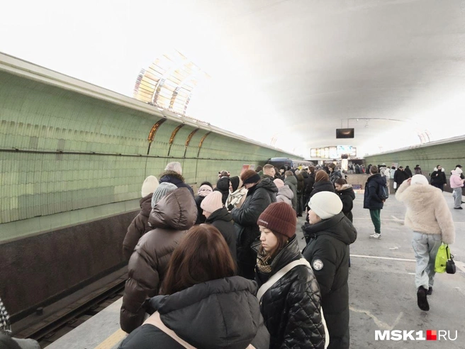 Столько людей ждали поезд в рабочий день в обед | Источник: Михаил Мечев / MSK1.RU