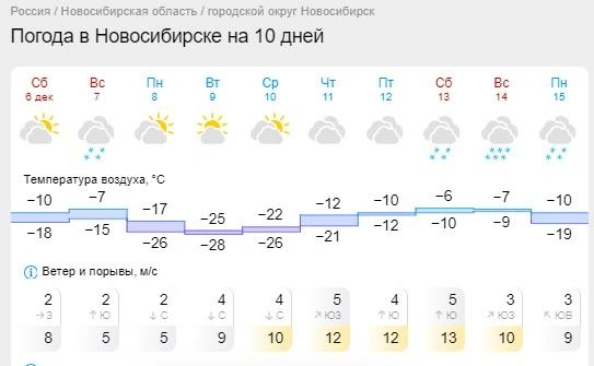 Холоднее всего будет во вторник, 9 декабря | Источник: Gismeteo.ru